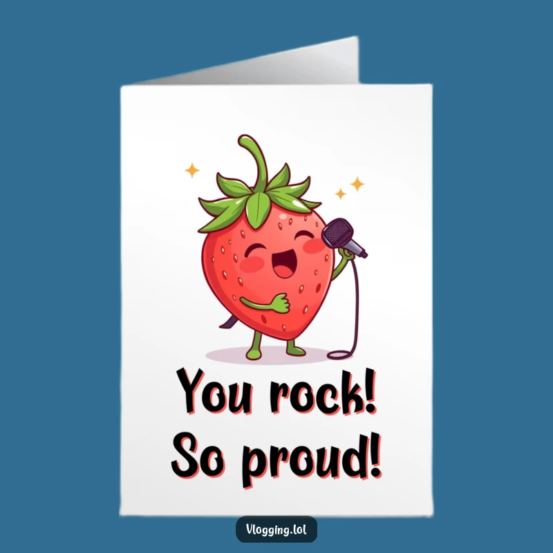 Free Printable Singing Strawberry Congrats Card: Sweet Downloadable Celebration