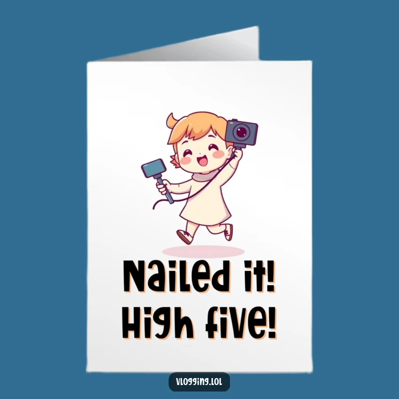 Free Printable Congratulations Card: Dancing Character Selfie Stick - Celebrate with Humor!