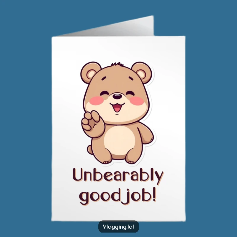 Free Printable Funny Bear Congrats Card: Bear's Big Cheers! Instant Download!