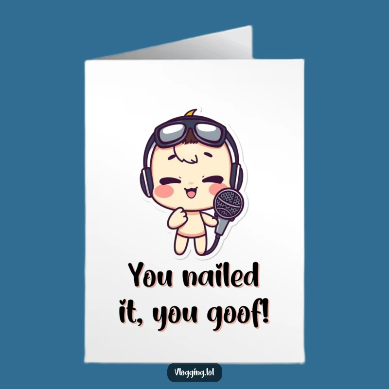 Free Printable Congrats Card: Funny Microphone Face Humor Downloadable Celebration Gift