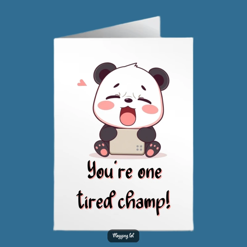 Free Printable Funny Panda Congrats Card: Exhausted Achievement Downloadable Gift