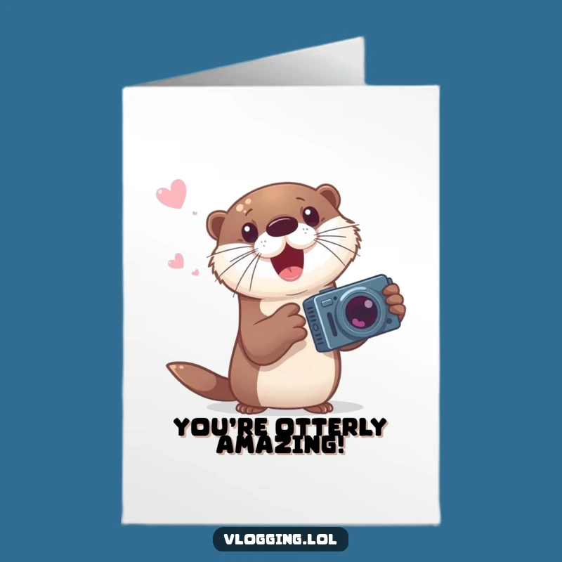 Free Printable Congrats Card: Otter Cheers Loudly for Your Success!