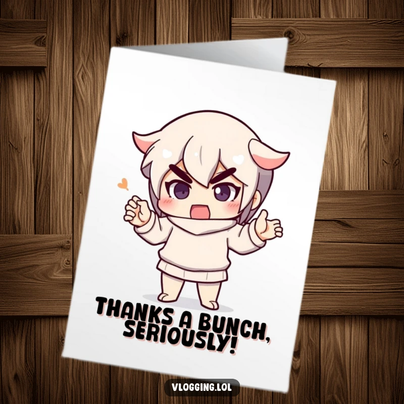 Funny Free Printable Thank You Card: Dynamic character emphatically gesturing while speaking, delivering a powerful and sincere thank you message.