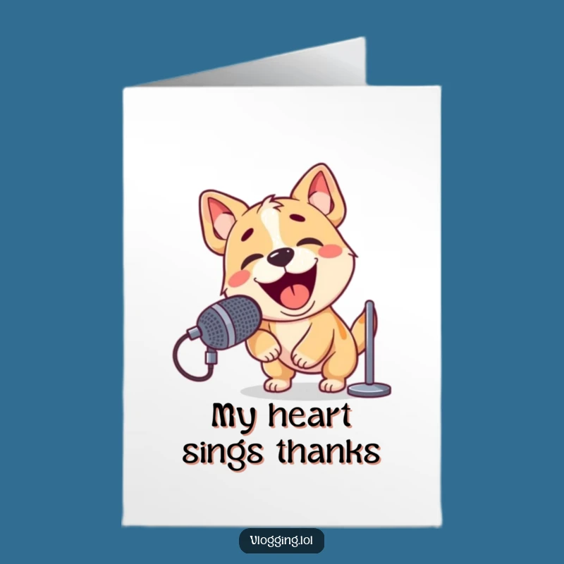 Free Printable Funny Dog Thank You Card: Microphone Bark Yay Download
