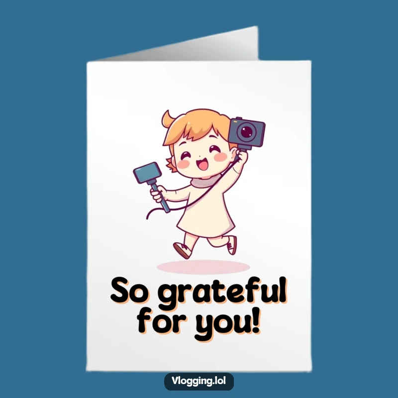 Free Printable Thank You Card: Dancing Character Selfie Stick - Express Gratitude Hilariously!