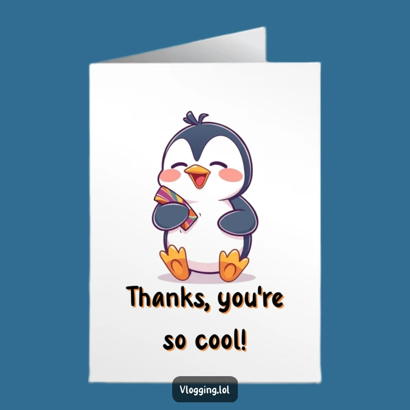 Thank You Free Printable Card: Penguin Shares a Colorful Token!