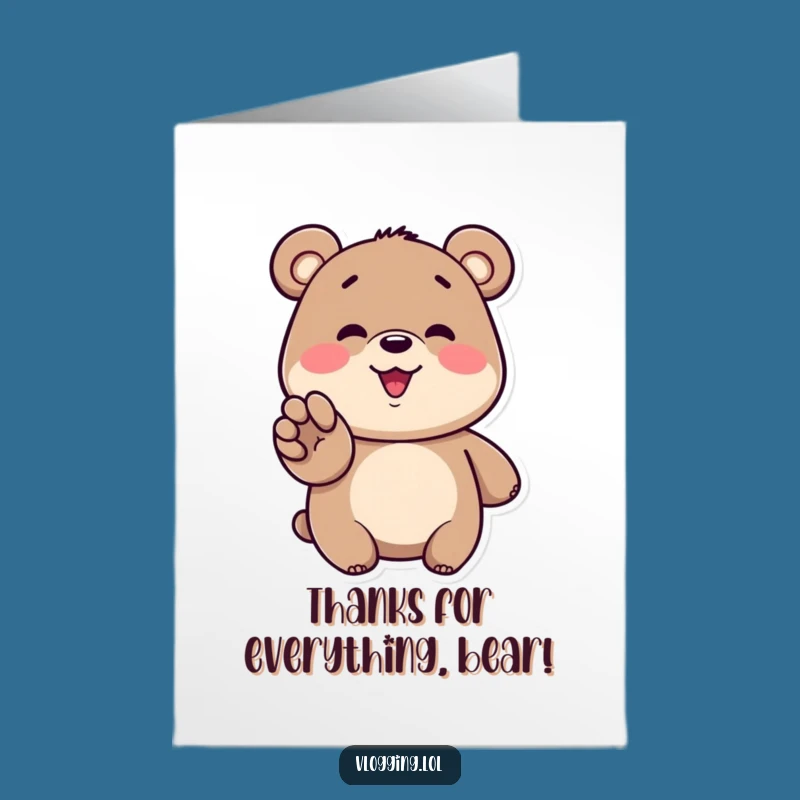 Free Printable Funny Bear Thank You Card: Grateful Bear Shares! Download Now!