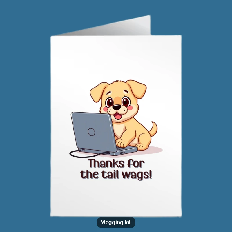 Free Printable Funny Thank You Card: Puppy Vlogger's Mishap - Digital Download