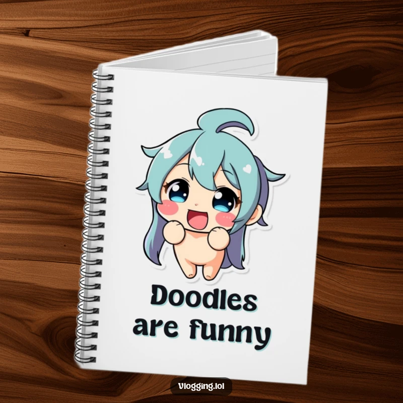 Funny notebook cover showing a delighted character making an exaggerated, funny face directly at the viewer.