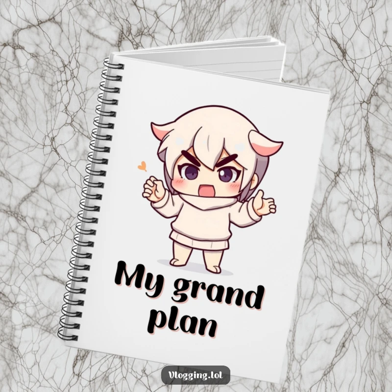 Funny notebook cover with a determined character speaking emphatically, encouraging passionate writing and note-taking.