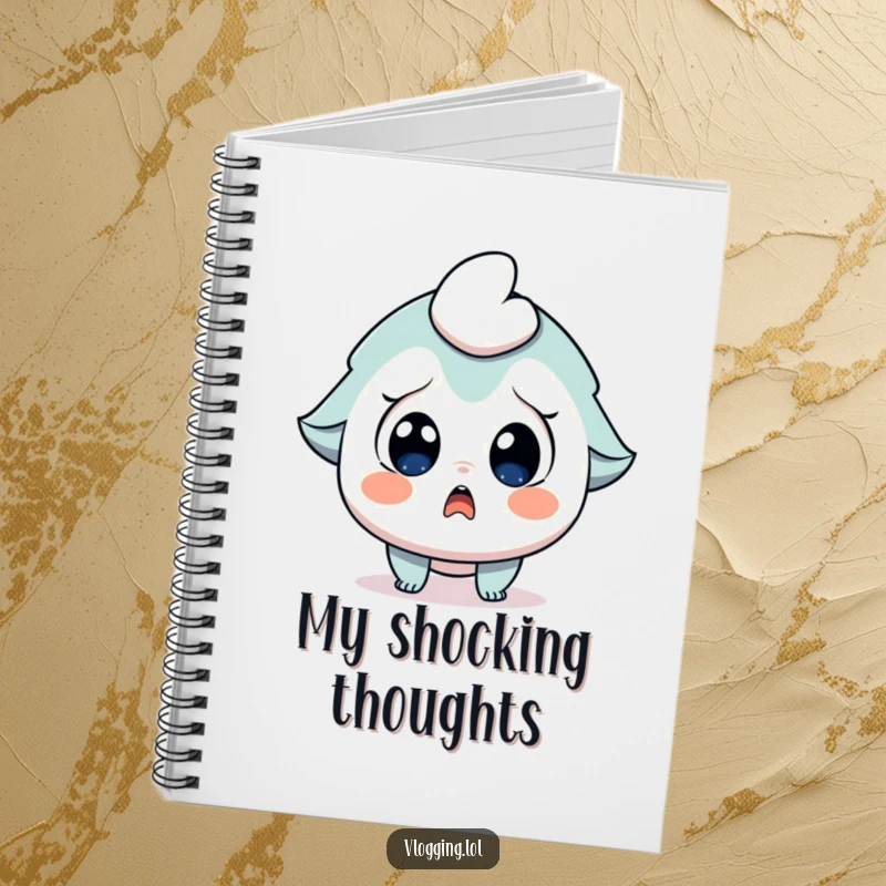 Funny notebook cover featuring a character with wide eyes and an open mouth, gasping in surprise.