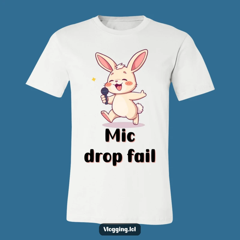 Funny Bunny Microphone Mishap T-Shirt - Comical Tripping Performer, Hilarious Tee