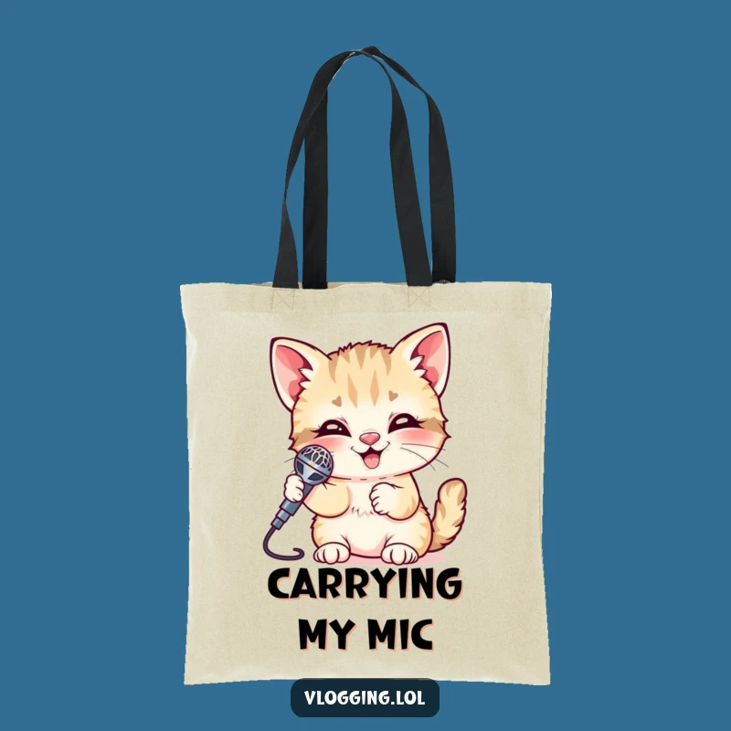 Funny Giggling Kitten Microphone Tote Bag: Carry Your Tunes and Laughs Everywhere