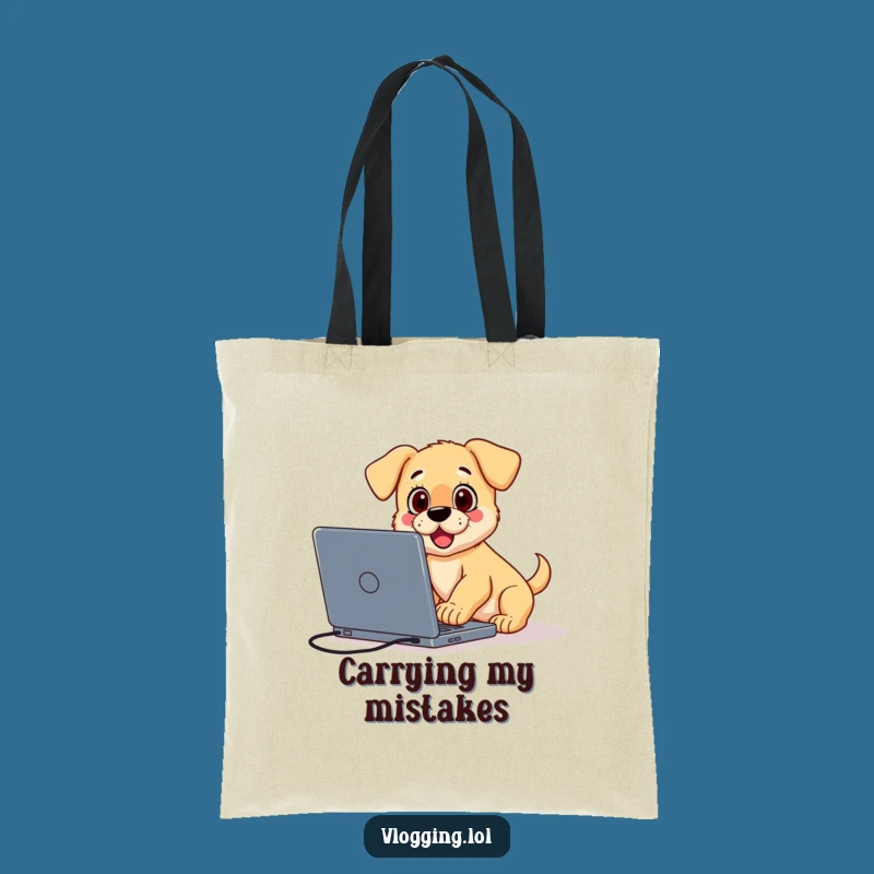 Funny Surprised Puppy Tote Bag: Hilarious Vlogger Accessory for Content Chaos