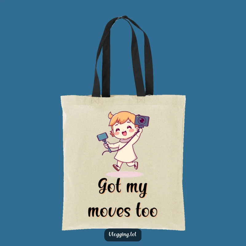 Funny Selfie Stick Character Tote Bag: Playful Dancer Shopping Accessory